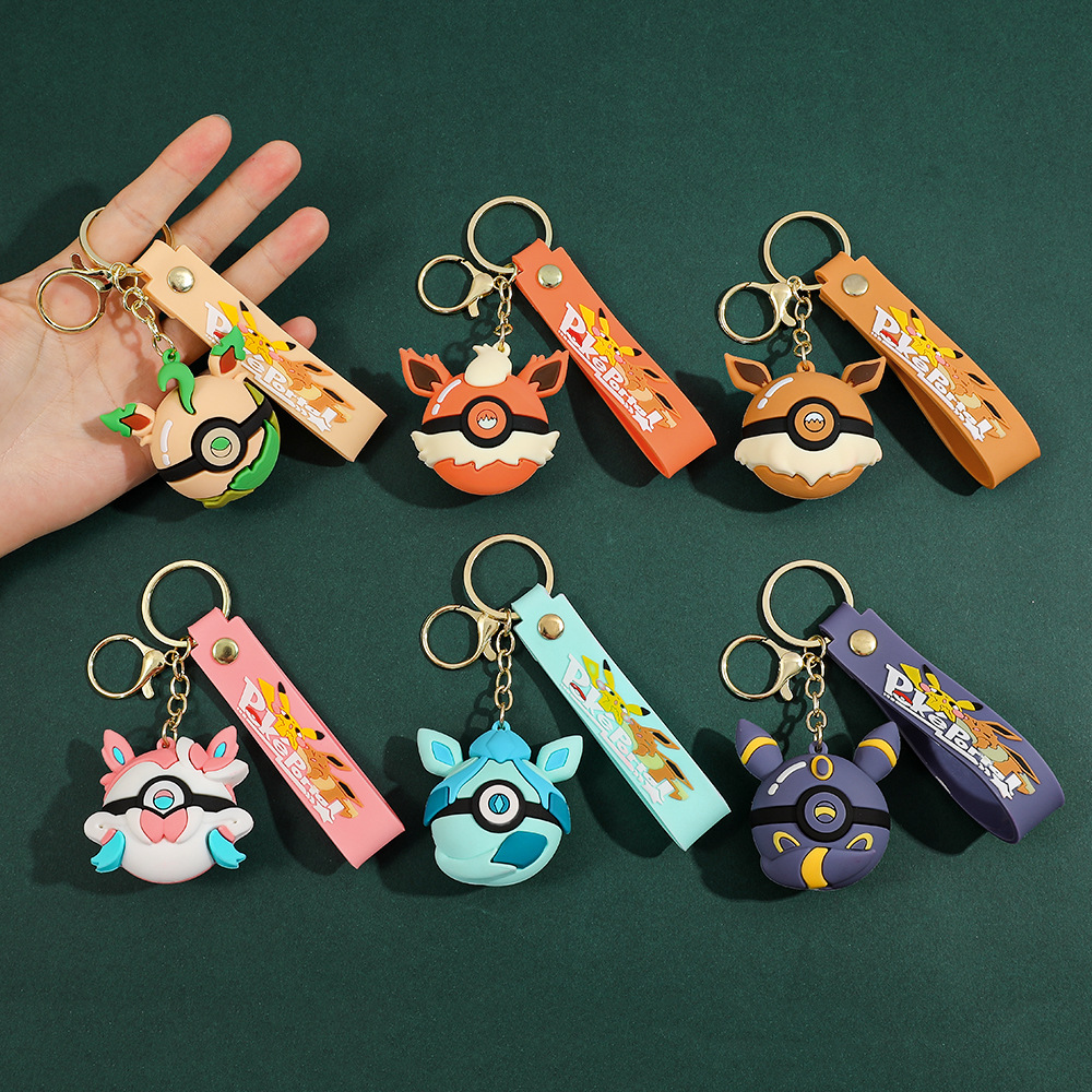 6pcs Pikachu Cartoon Keychain  - Pokeball Cosplay Prop 评论和价格