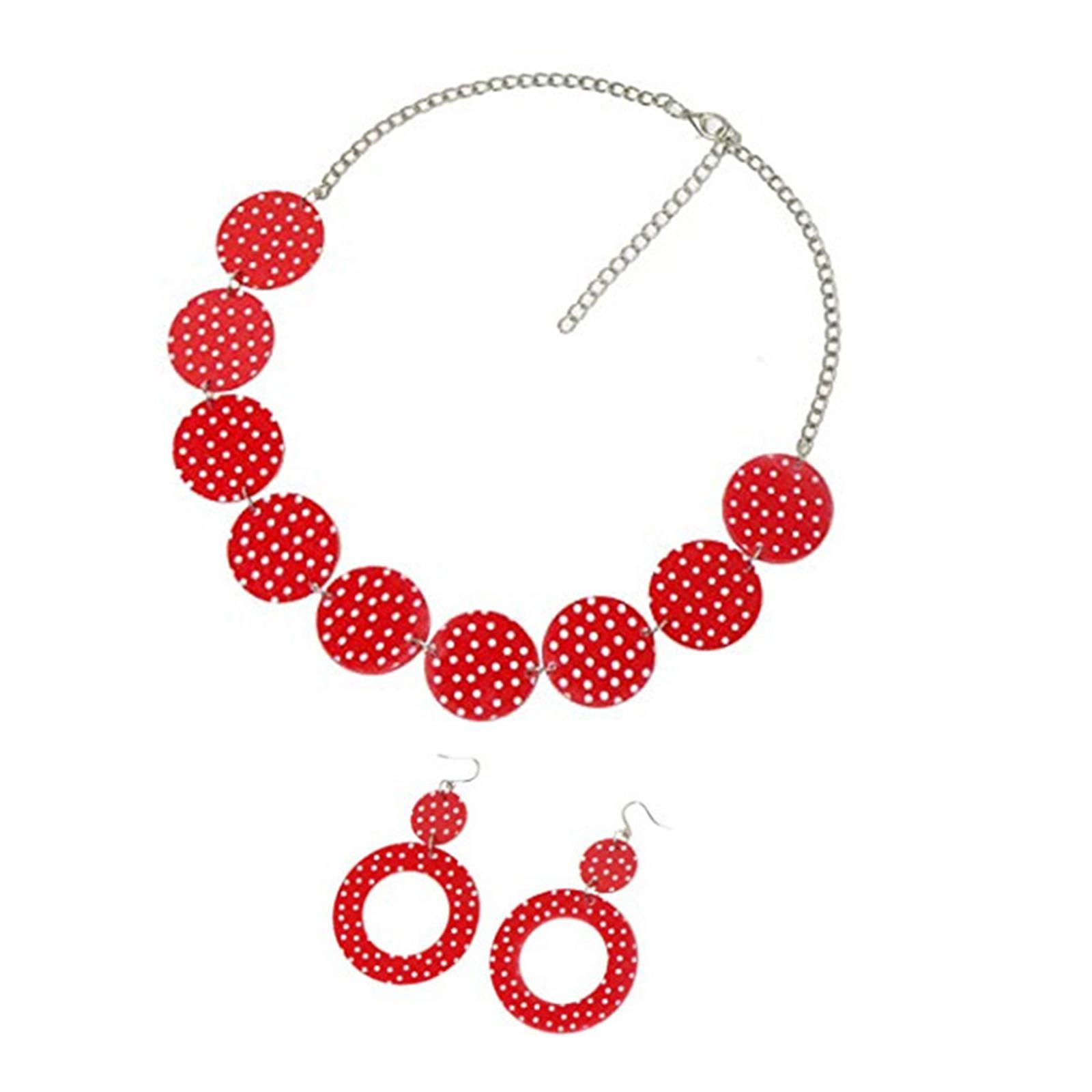 50's Themed Earrings and Neckl - Magnetic Clasp Cosplay 评论和价格