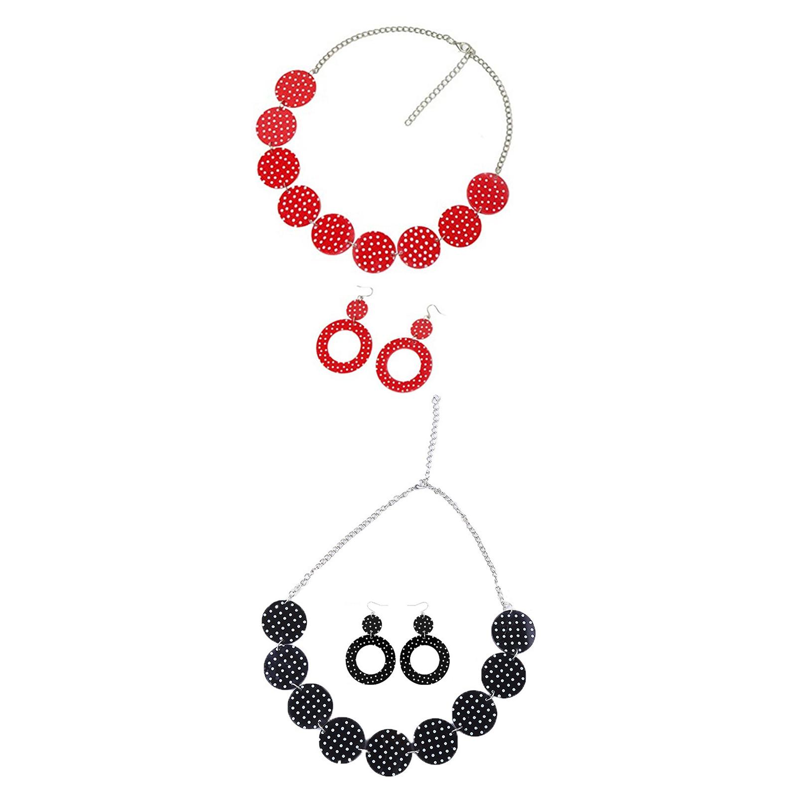 50's Themed Earrings and Neckl - Magnetic Clasp Cosplay 评论和价格