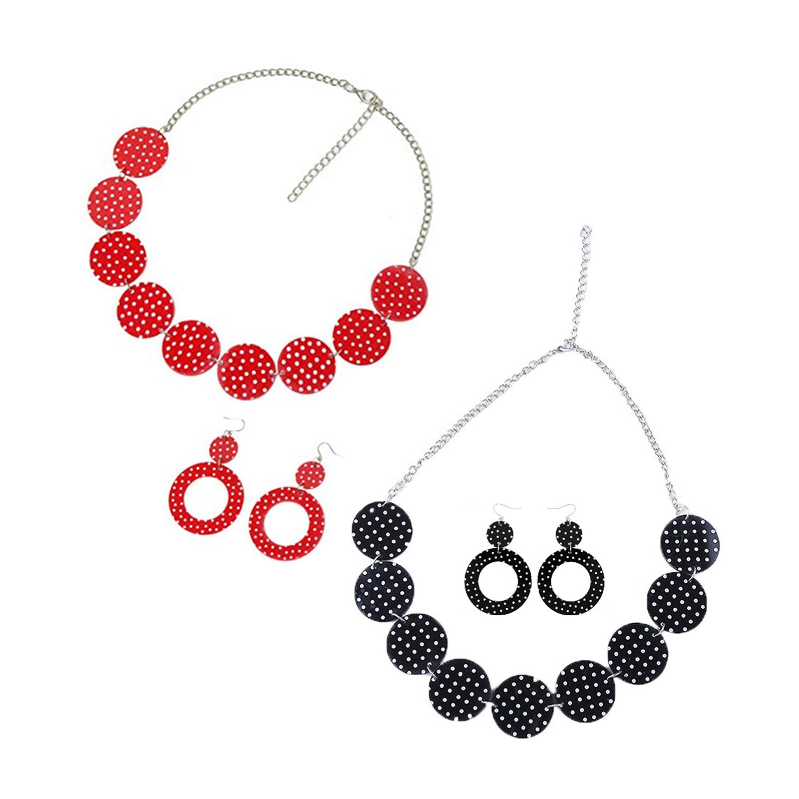 50's Themed Earrings and Neckl - Magnetic Clasp Cosplay 评论和价格